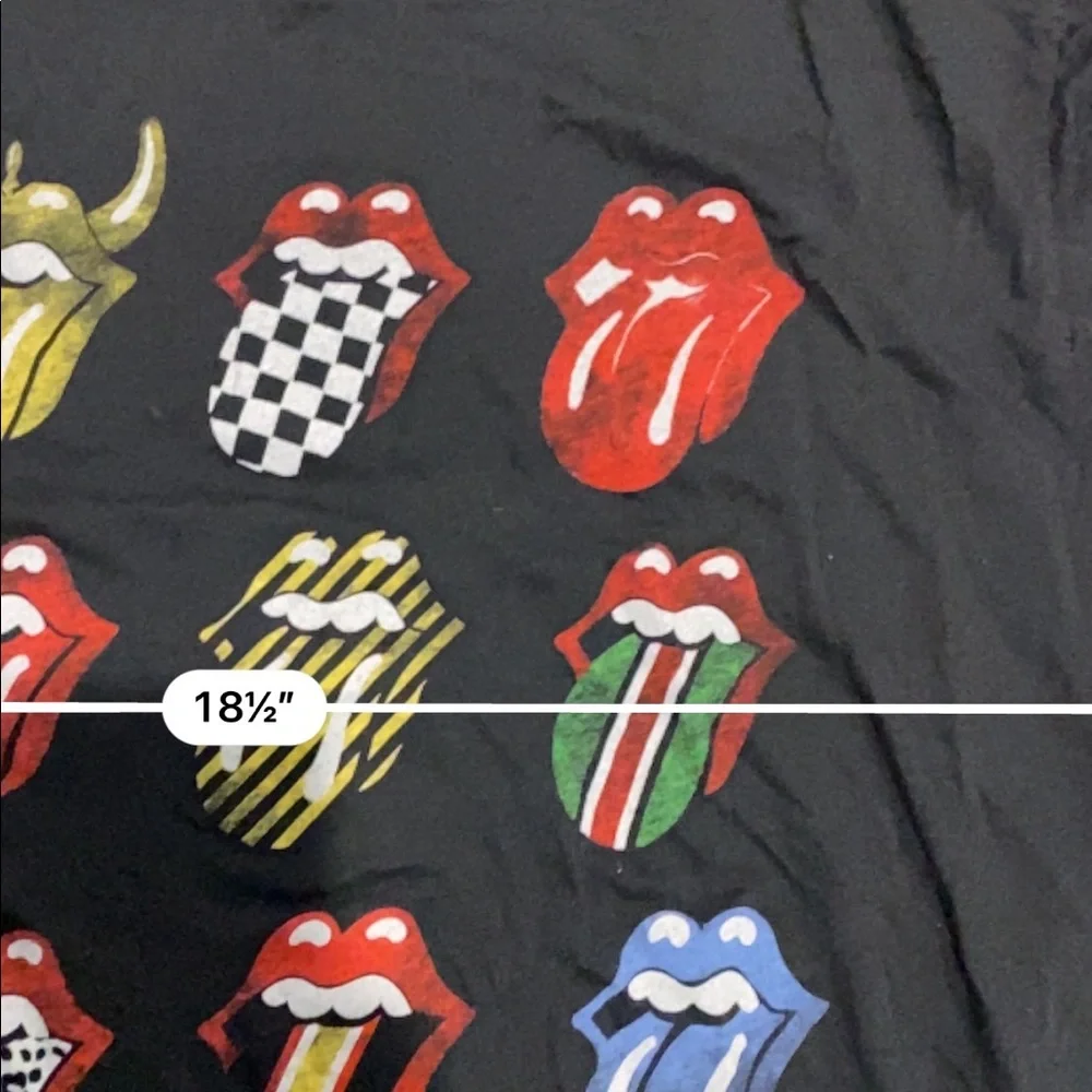 Free People daydreamer Rolling Stones 12 Tongues Black Boyfriend Tee - Picture 9 of 10